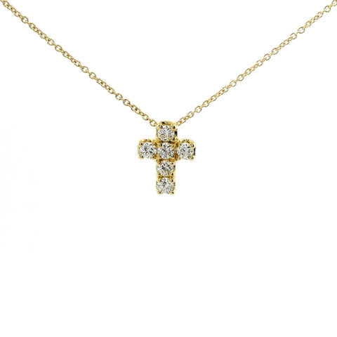 Girocollo Croce in oro giallo con Diamanti Lab-Grown taglio Brillante, 0,35 carati.