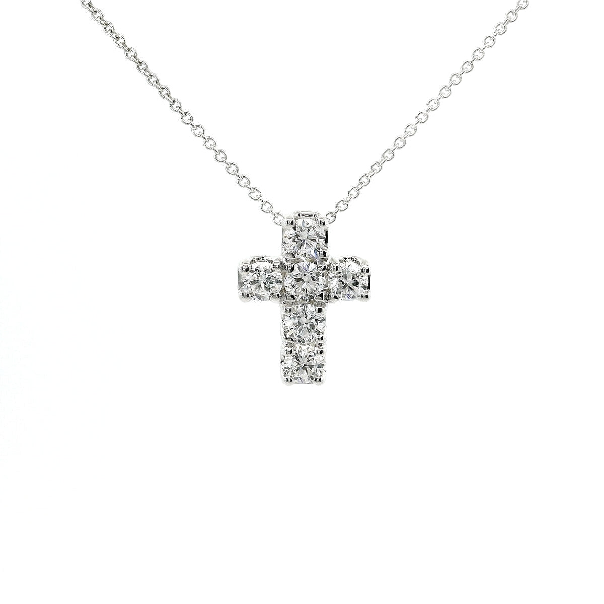 Girocollo Croce in oro bianco con Diamanti Lab-Grown taglio Brillante, 0,72 carati.