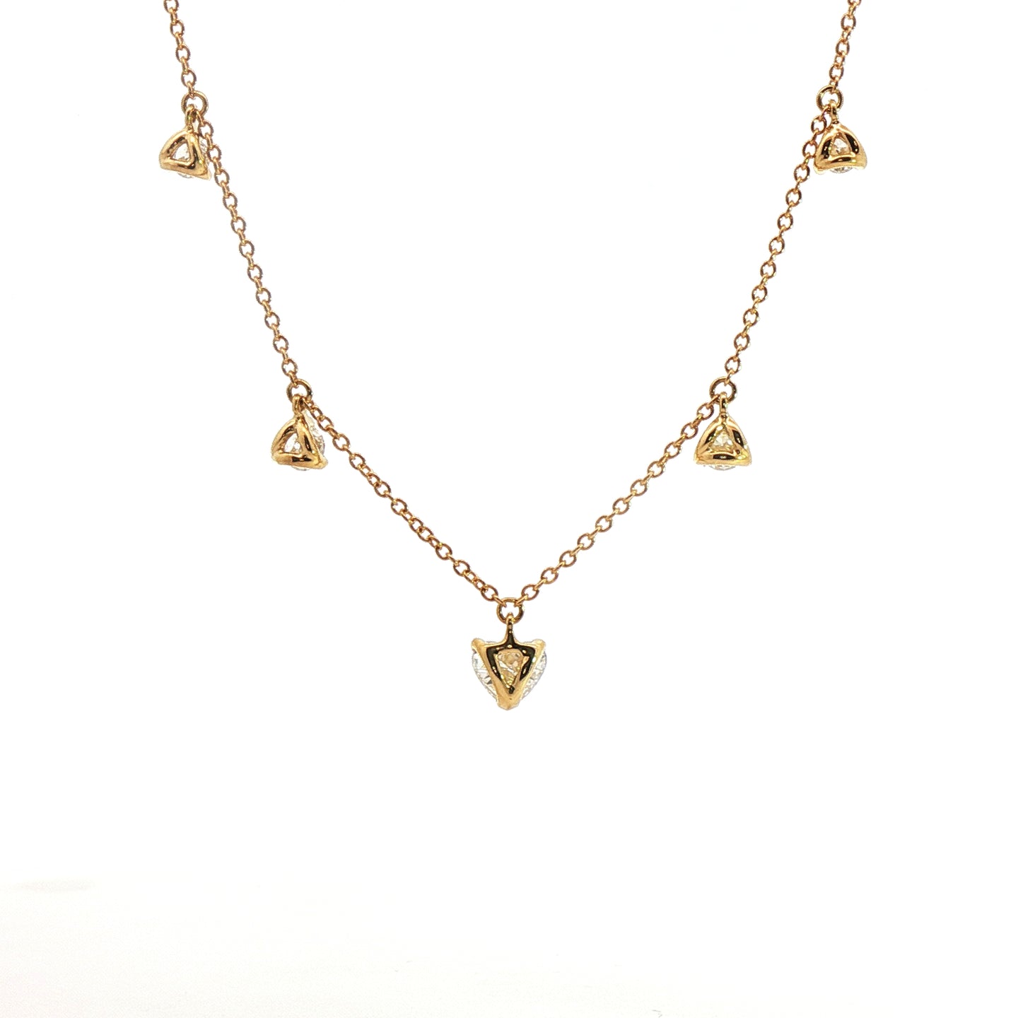 Girocollo in oro giallo e diamanti Lab-Grown taglio cuore e brillante,1,24 carati.