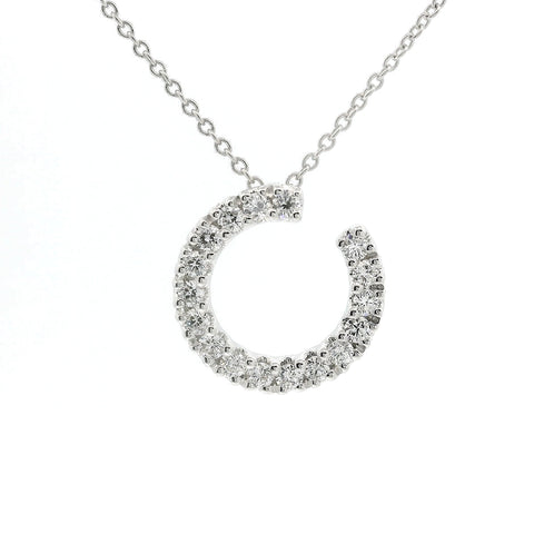 Girocollo con pendente in oro bianco e spot di diamanti Lab-grown taglio brillante, 0,59 carati.