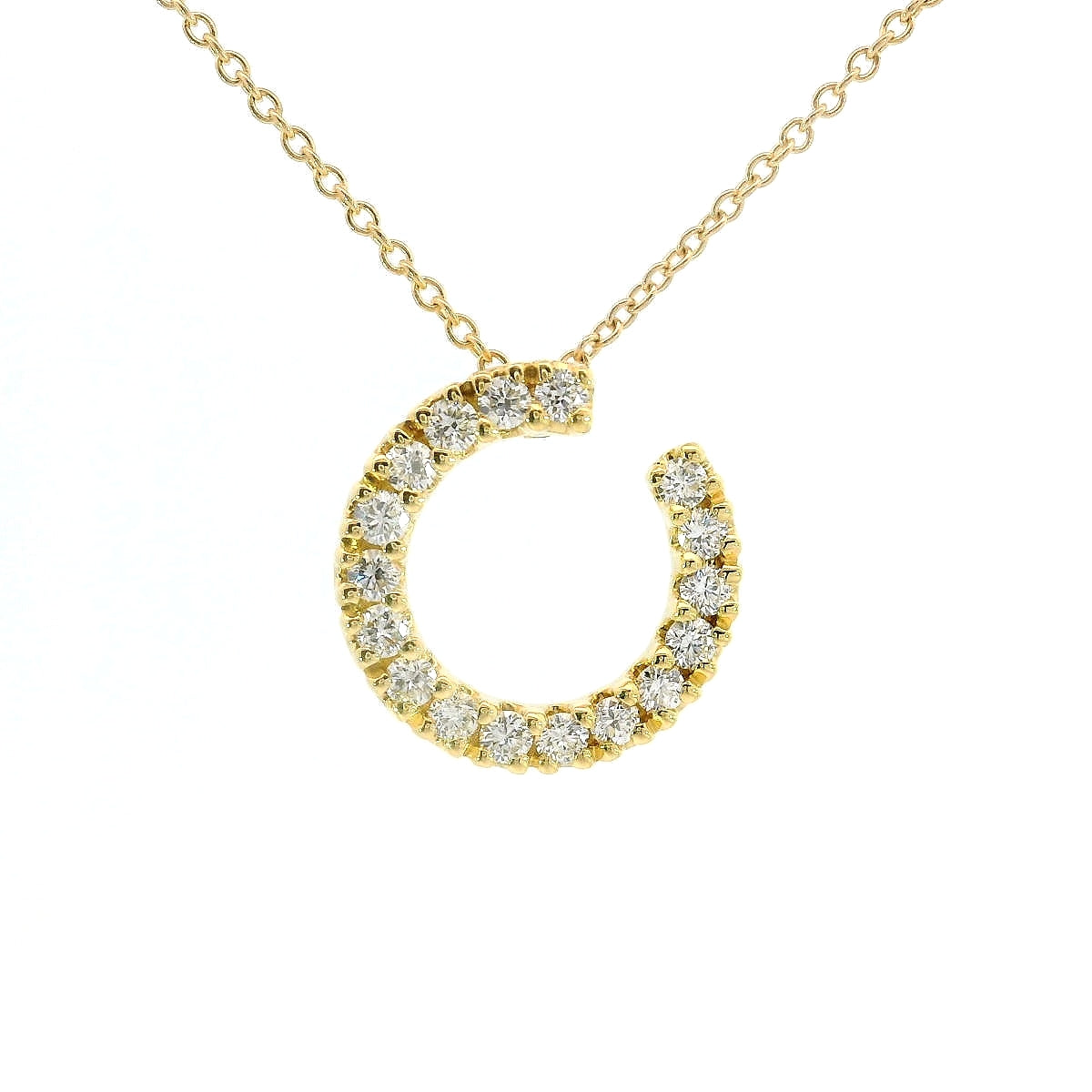 Girocollo con pendente in oro giallo e spot di diamanti Lab-grown taglio brillante, 0,59 carati.