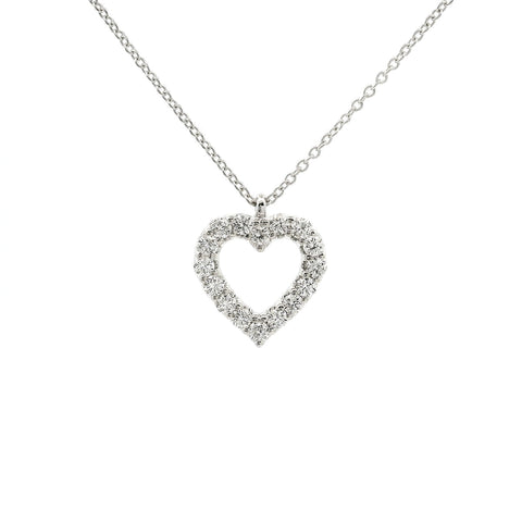 Girocollo a cuore in oro bianco e spot con diamanti lab-grown taglio brillante, 0,69 carati.