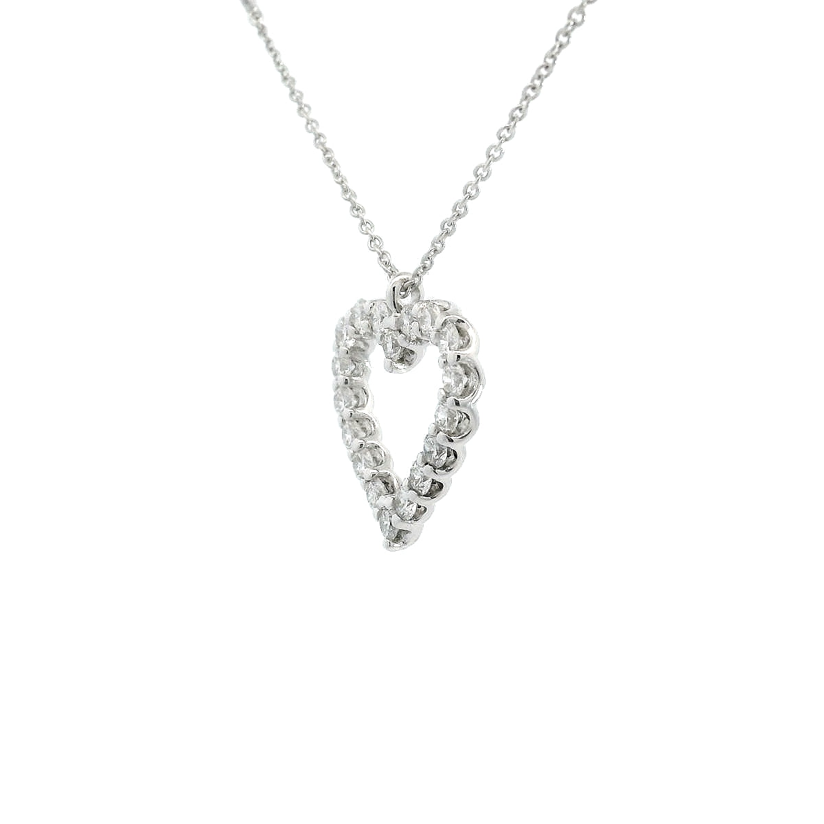 Girocollo a cuore in oro bianco e diamanti lab-grown taglio brillante, 1,23 carati.