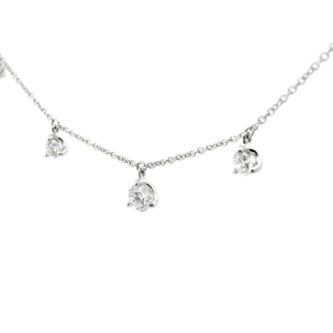 Girocollo con spot pendenti in oro bianco e diamanti lab-grown taglio brilante, 1,03 carati.