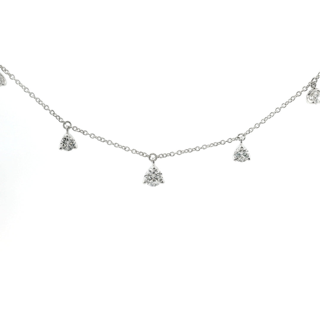Girocollo con spot pendenti in oro bianco e diamanti lab-grown taglio brilante, 1,03 carati.