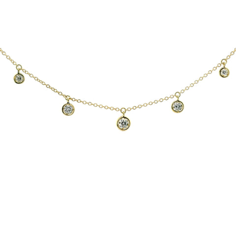 Girocollo in oro giallo con pendenti di diamanti lab-grown taglio brilante, 0,75 carati.