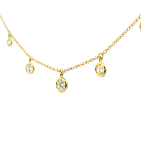 Girocollo in oro giallo con pendenti di diamanti lab-grown taglio brilante, 0,75 carati.