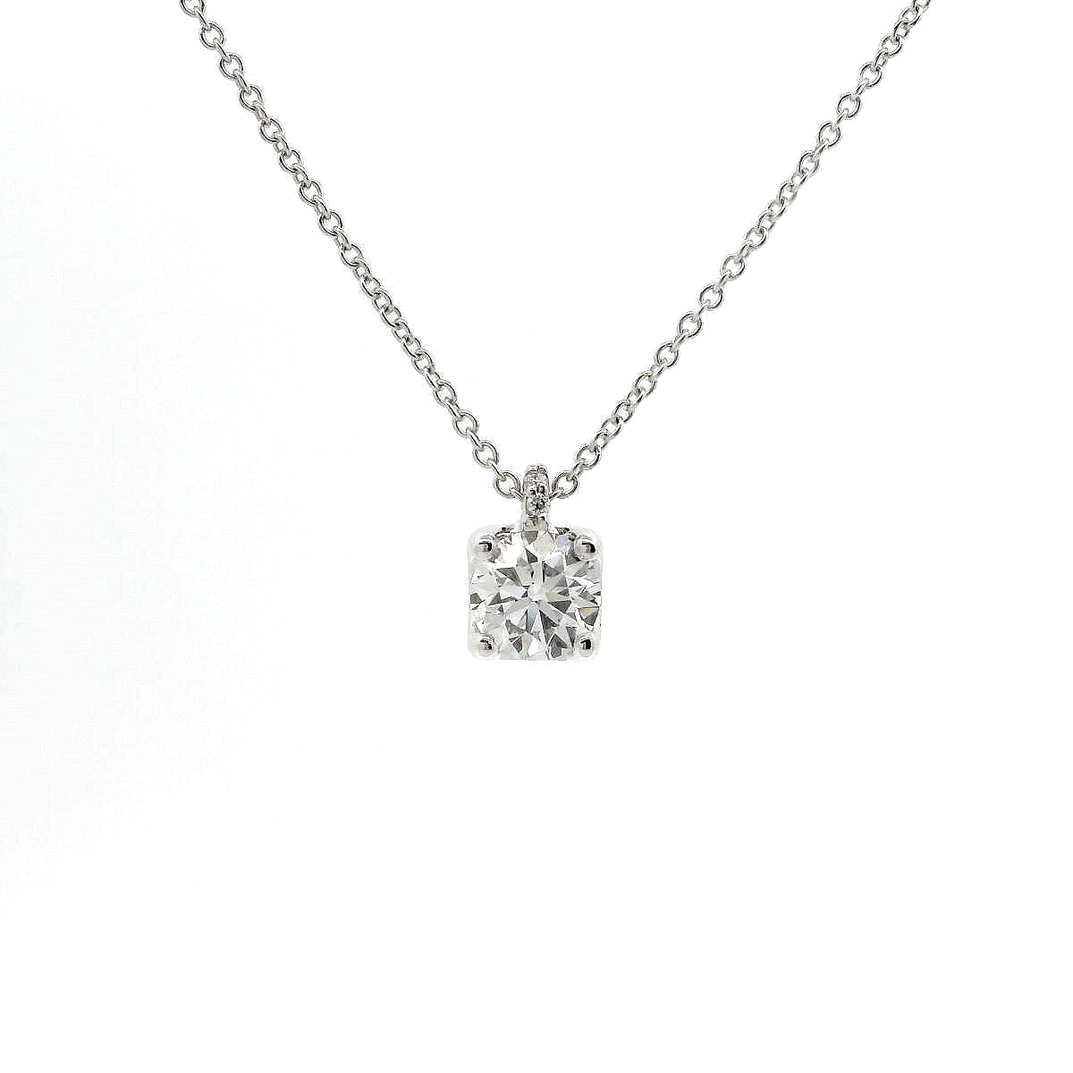 Girocollo punto luce in oro bianco con diamante lab-grown taglio brillante, 0,80 carati.