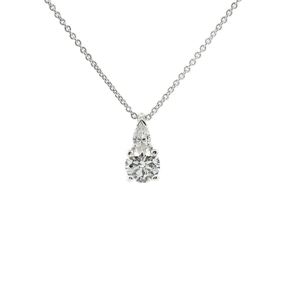 Girocollo in oro bianco con diamanti lab-grown taglio brillante e taglio goccia, 0,60 carati.