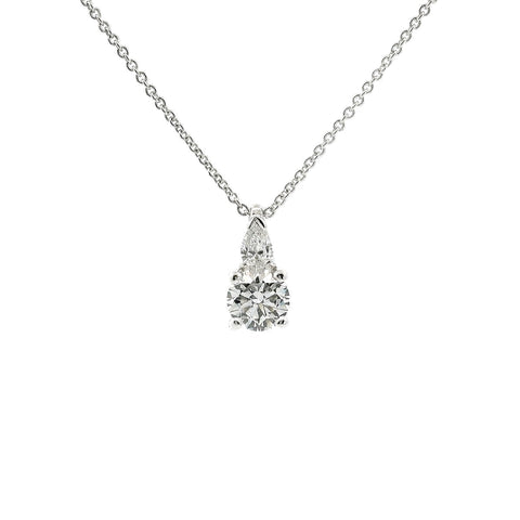 Girocollo in oro bianco con diamanti lab-grown taglio brillante e taglio goccia, 0,60 carati.