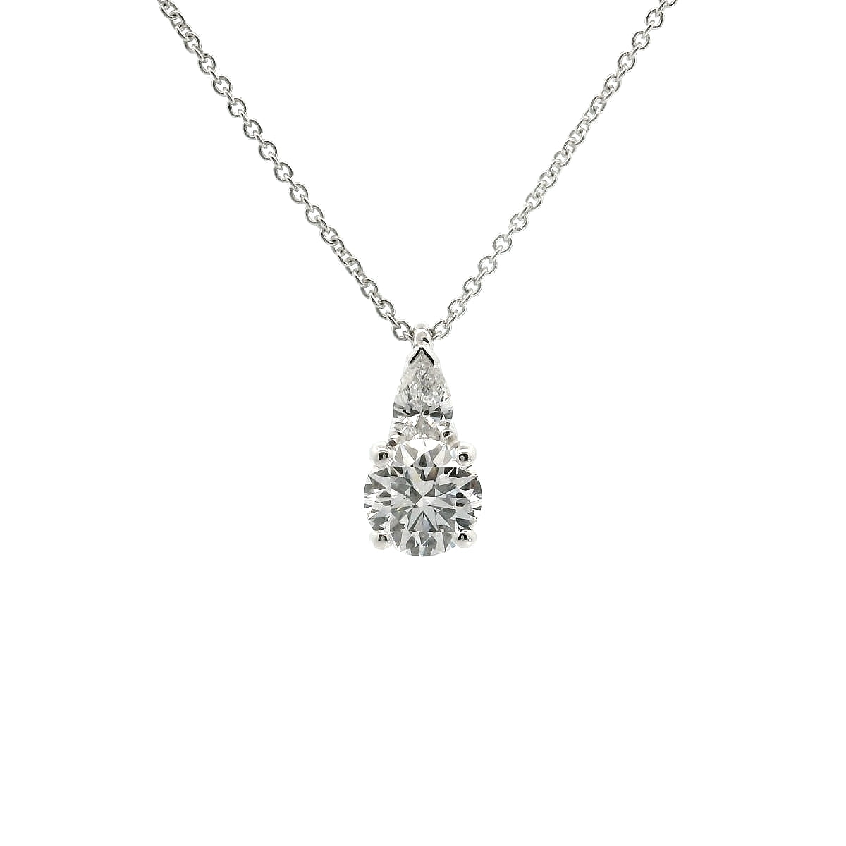 White gold choker with brilliant-cut and drop-cut lab-grown diamonds, 0.90 carats.