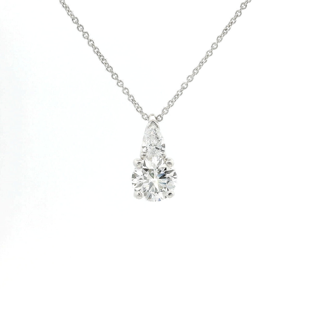 Girocollo in oro bianco con diamanti lab-grown taglio brillante e taglio goccia, 1,20 carati.