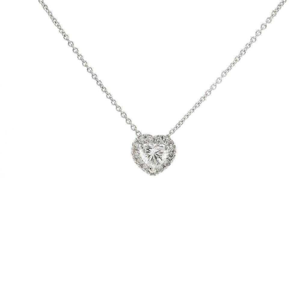 White gold choker with heart-cut lab-grown diamond and brilliant-cut lab-grown diamond surround, 1.15 carats.