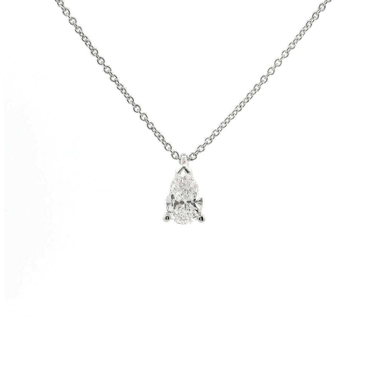 Girocollo punto luce in oro bianco con diamante lab-grown taglio goccia, 0,52 carati.