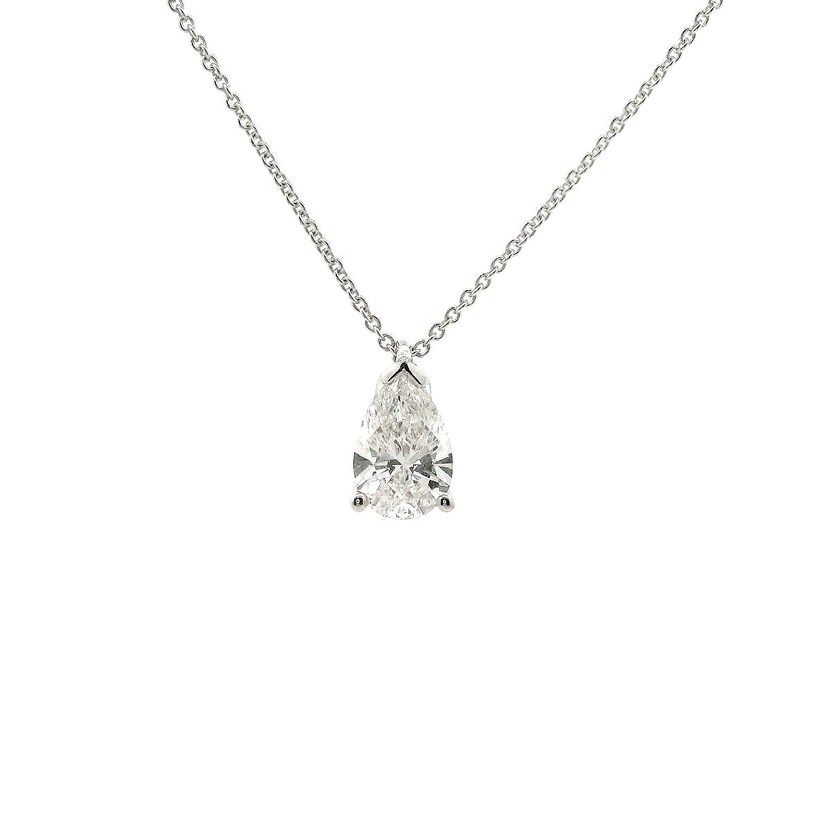 Girocollo punto luce in oro bianco con diamante lab-grown taglio goccia, 1,02 carati.