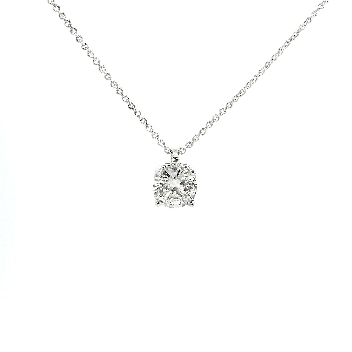 Girocollo punto luce in oro bianco e diamante lab-grown taglio brillante, 0,80 carati.