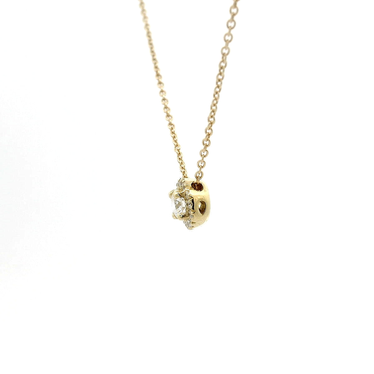 Girocollo punto luce in oro giallo con giro di diamanti lab-grown taglio brillante, 0,27 carati.