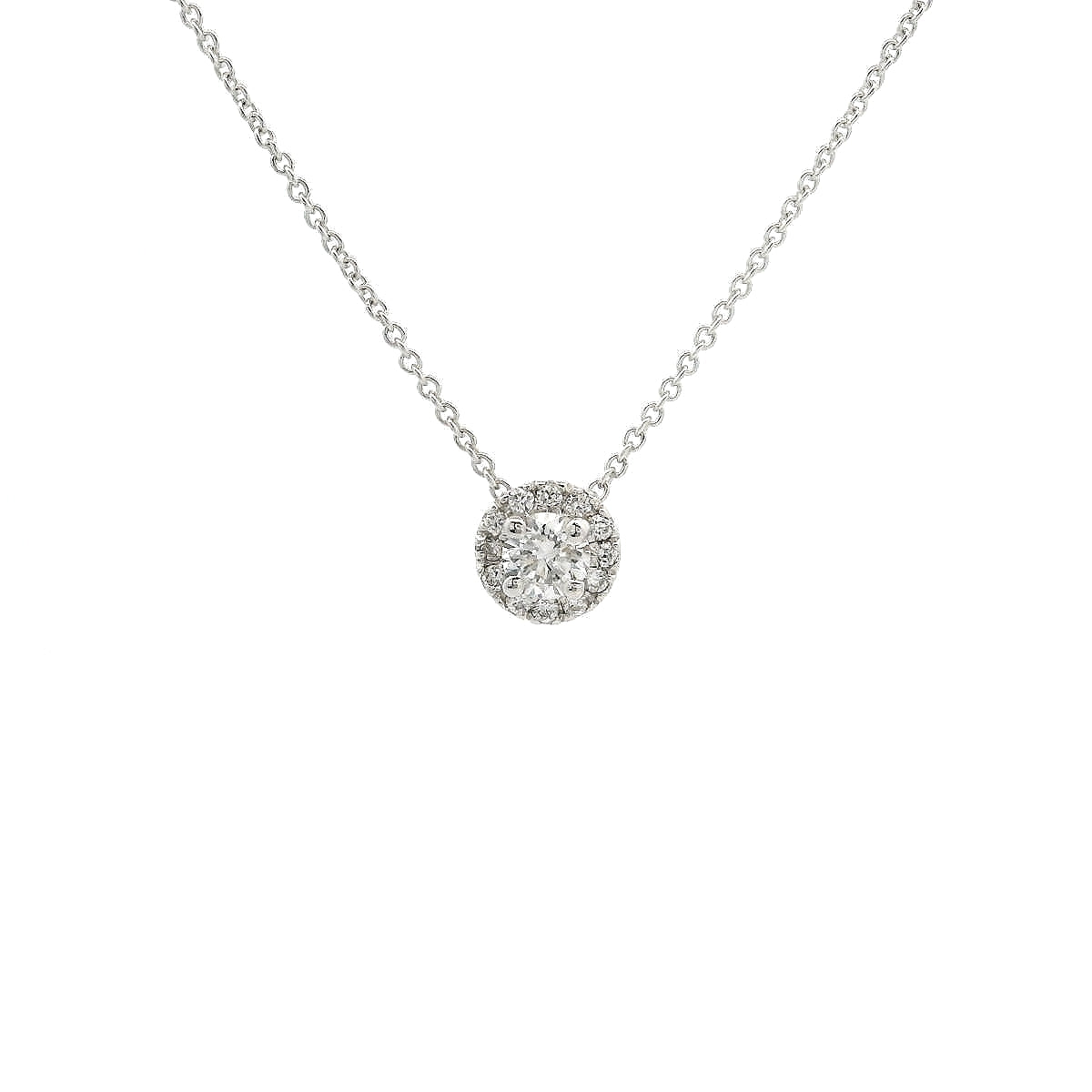 Girocollo punto luce in oro bianco con giro di diamanti lab-grown taglio brillante, 0,27 carati.
