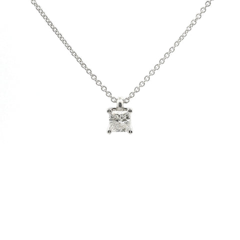 Girocollo punto luce in oro bianco e diamante lab-grown taglio princess, 0,31 carati.