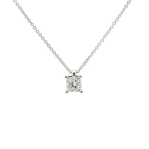 Girocollo punto luce in oro bianco e diamante lab-grown taglio princess, 0,52 carati.