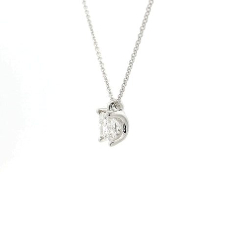 Girocollo punto luce in oro bianco e diamante lab-grown taglio princess, 0,73 carati.