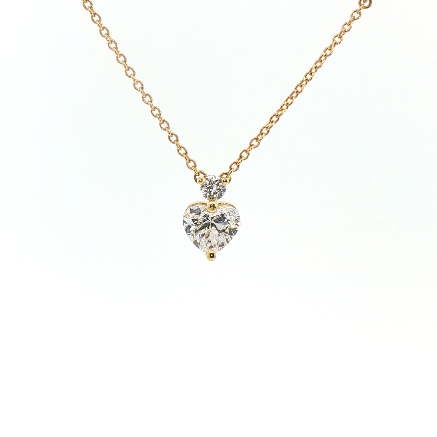 Girocollo in oro giallo con diamanti Lab-Grown taglio cuore e brillante, 1,23 carati.