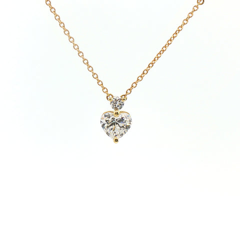 Girocollo in oro giallo con diamanti Lab-Grown taglio cuore e brillante, 1,23 carati.