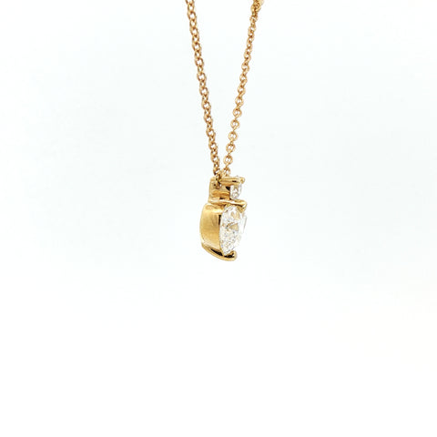 Girocollo in oro giallo con diamanti Lab-Grown taglio cuore e brillante, 1,23 carati.