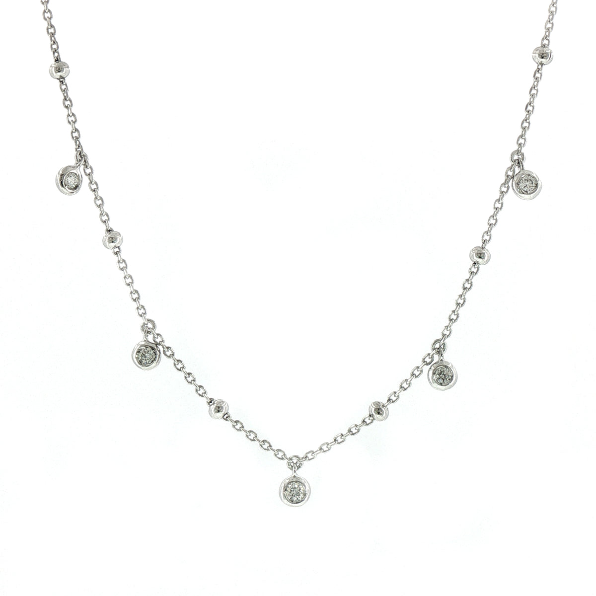 Girocollo in Argento 925 con Spot di Diamanti Lab-Grown Taglio Brillante