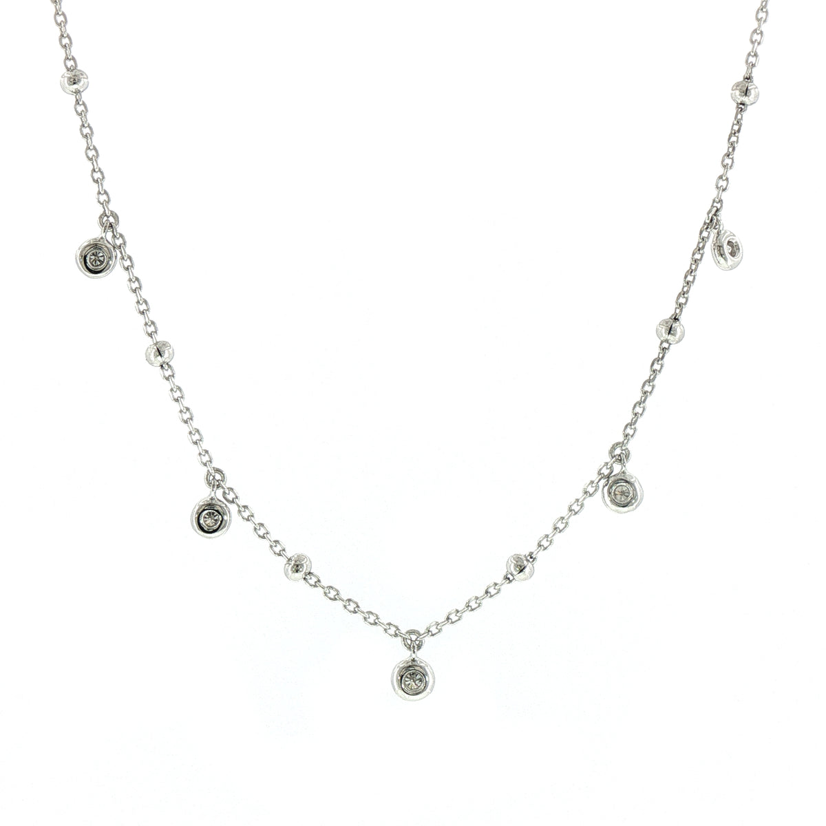 Girocollo in Argento 925 con Spot di Diamanti Lab-Grown Taglio Brillante