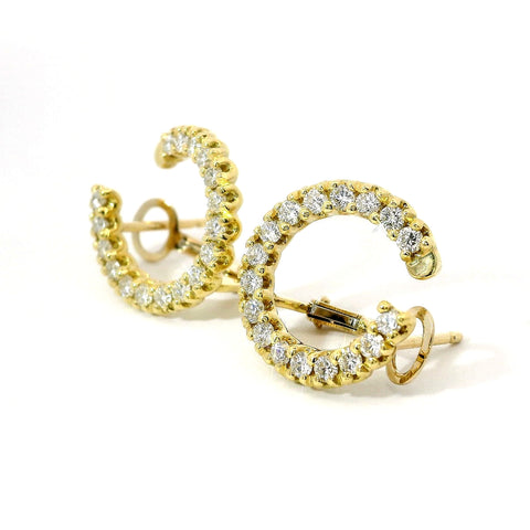 Orecchini a cerchio aperto in oro giallo con diamanti lab-grown taglio brillante, 0,97 carati.