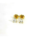 Point light earrings with heart-cut lab-grown diamonds, 0.72 carats.