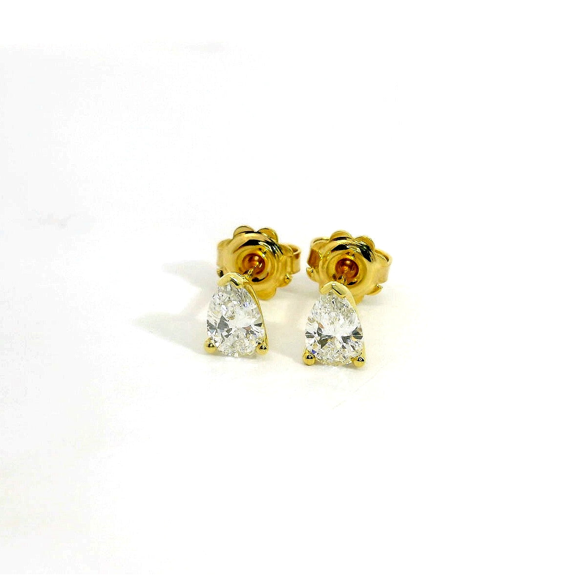 Point light earrings with heart-cut lab-grown diamonds, 0.72 carats.