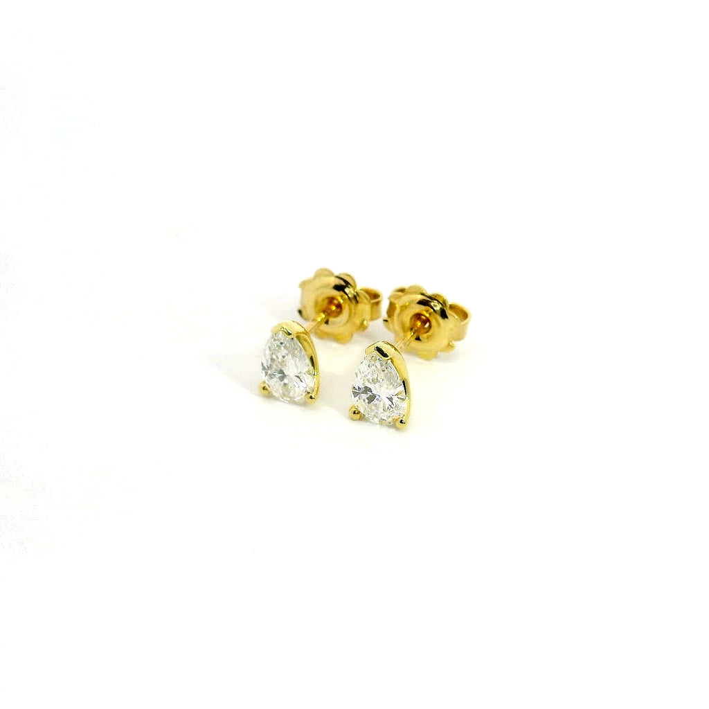 Point light earrings with heart-cut lab-grown diamonds, 0.72 carats.