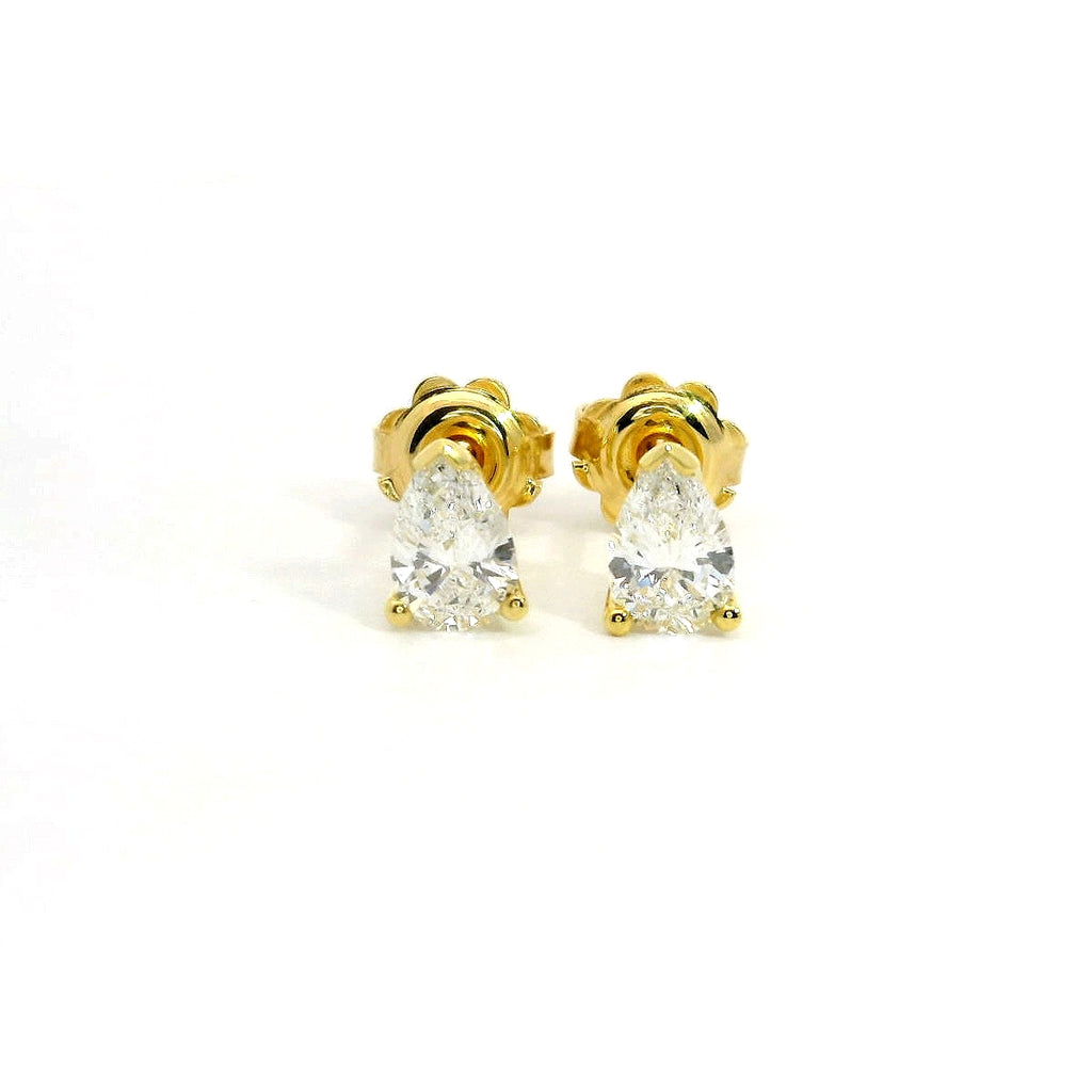 Point light earrings with heart-cut lab-grown diamonds, 0.72 carats.