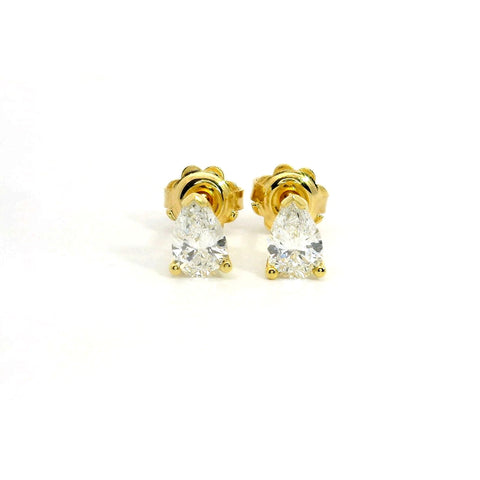 Orecchini punto luce in oro giallo con diamanti lab-grown taglio goccia, 0,99 carati.