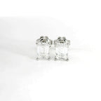 White gold stud earrings with emerald-cut lab-grown diamond, 2.07 carats.
