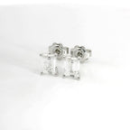 White gold stud earrings with emerald-cut lab-grown diamond, 2.07 carats.