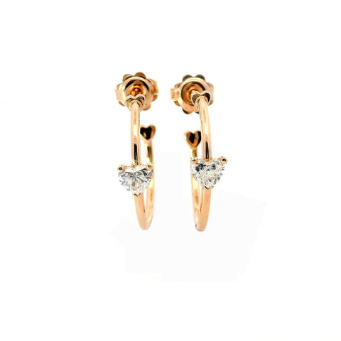 Orecchini a cerchio in oro rosa e diamanti Lab-grown taglio cuore, 0,65 carati.