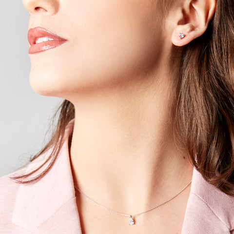 Point light earrings with heart-cut lab-grown diamonds, 0.72 carats.