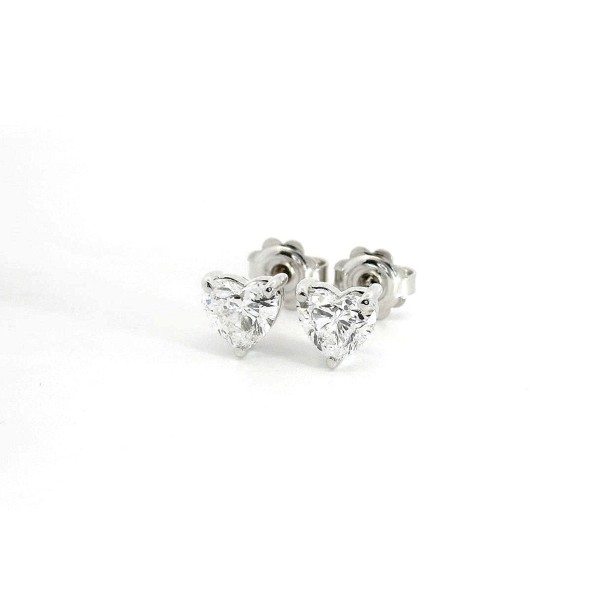 Point light earrings with heart-cut lab-grown diamonds, 1.68 carats.