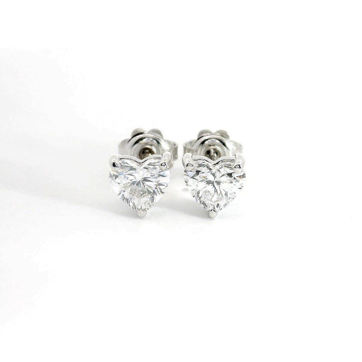 Point light earrings with heart-cut lab-grown diamonds, 1.68 carats.