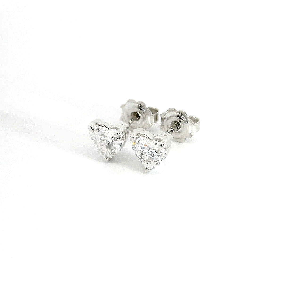 Point light earrings with heart-cut lab-grown diamonds, 1.68 carats.