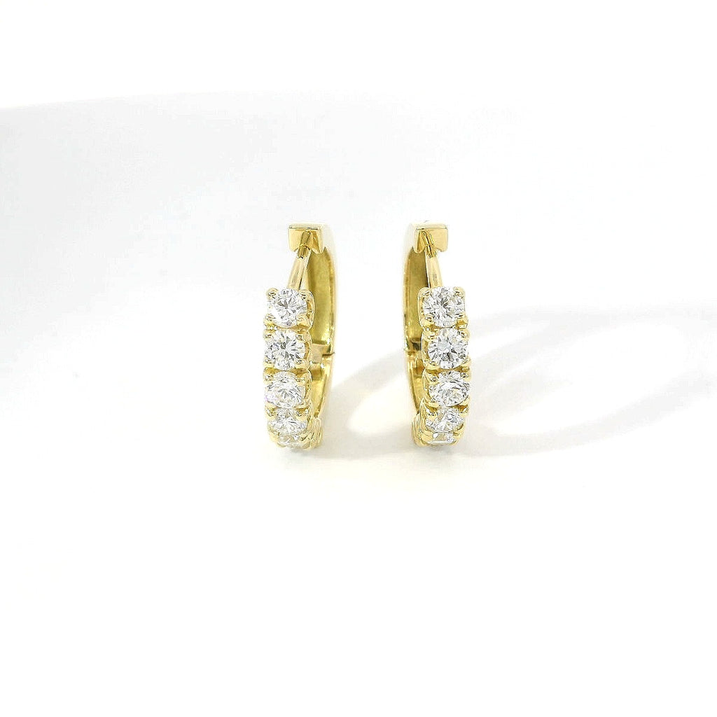 Yellow gold hoop earrings with brilliant-cut lab-grown diamonds, 1.17 carats.