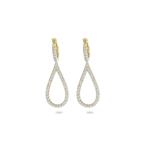 Orecchini a goccia in oro giallo con diamanti lab-grown taglio brillante, 0,56 carati.