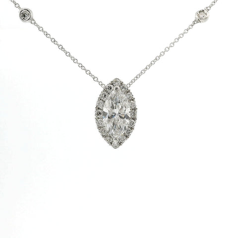 Girocollo Dreams in oro bianco con diamante Lab-Grown taglio marquise e taglio brillante, 1,86 carati.