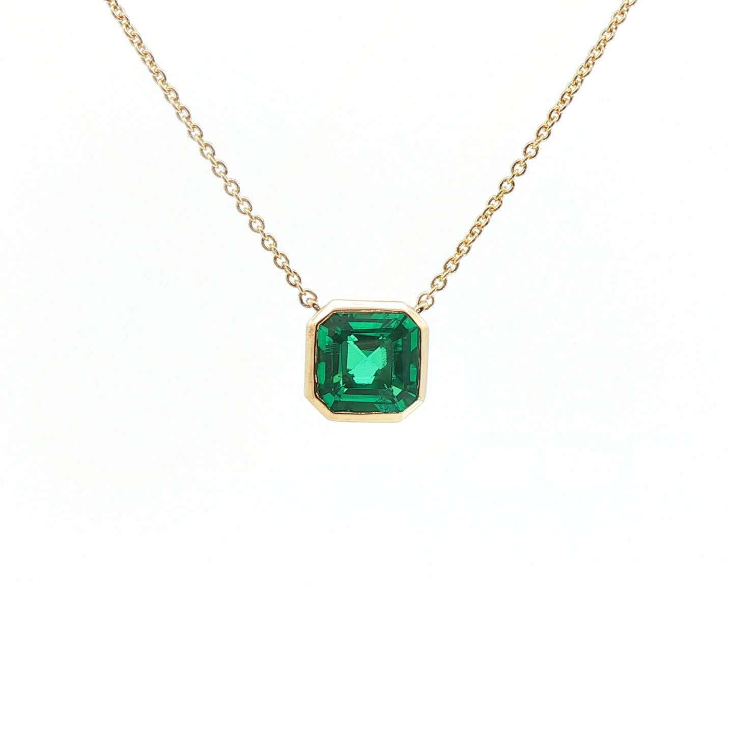 Girocollo Aurea in oro giallo con smeraldo lab-Grown taglio asscher, 1,62 carati.