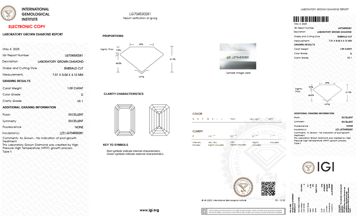 Solitario Queen con contorno in oro giallo tubogas con Diamante Lab-Grown taglio smeraldo e Diamanti Lab-Grown taglio brillante.