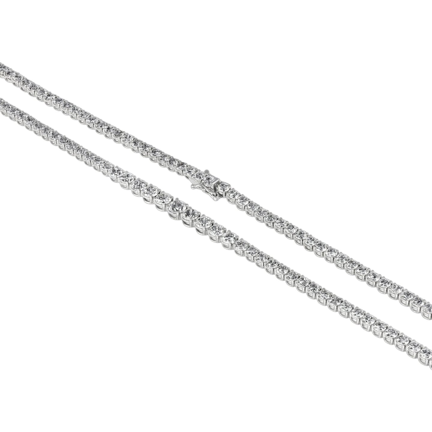White gold gradation tennis necklace with brilliant-cut lab-grown diamonds, 16.78 carats.