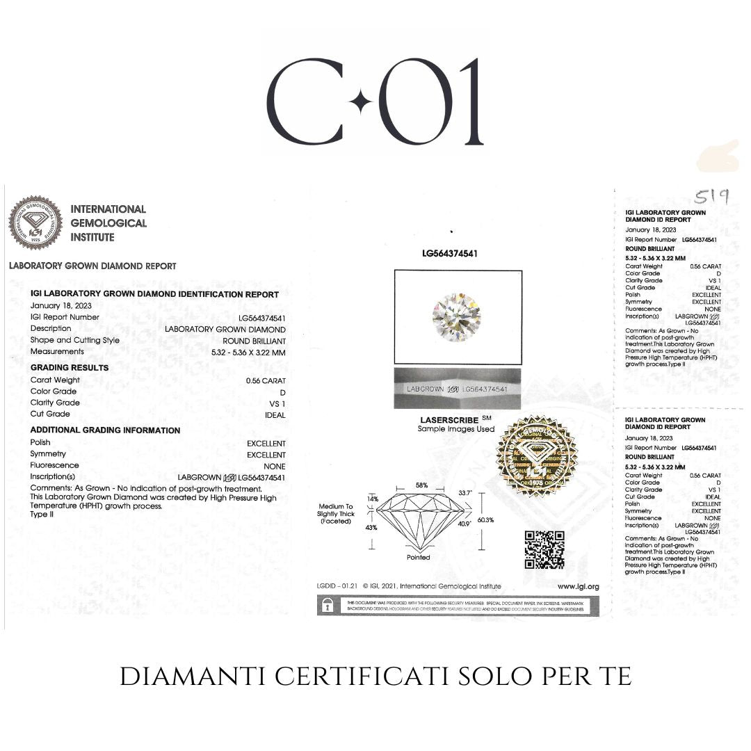 Anello a gradazione contrariè aperto in oro rosa con diamanti lab-grown taglio brillante, 2,82 carati.